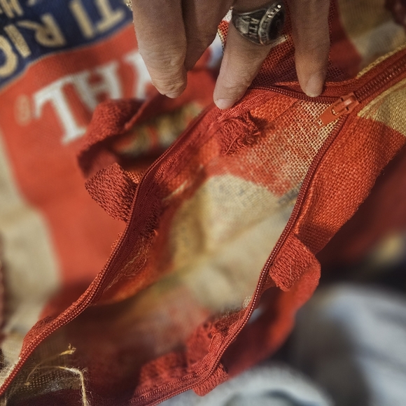 Burlap Tote Bag with Zipper - Picture 2 of 2